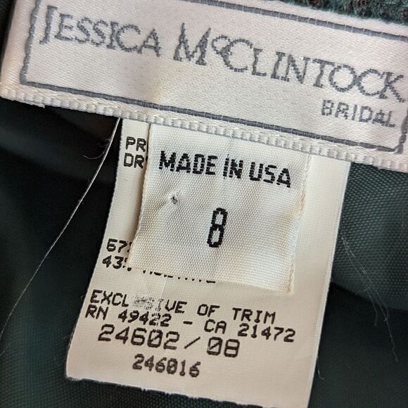 Jessica McClintock vintage dress deep green brocade and lace size 8 - Picture 9 of 11